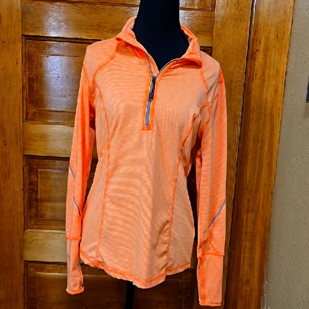 Tangerine Activewear Long Sleeve Orange 1/4 Zip Pullover S